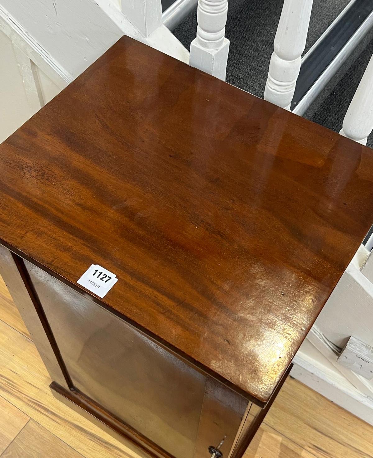 A Victorian mahogany pedestal cupboard, width 50cm, depth 42cm, height 86cm